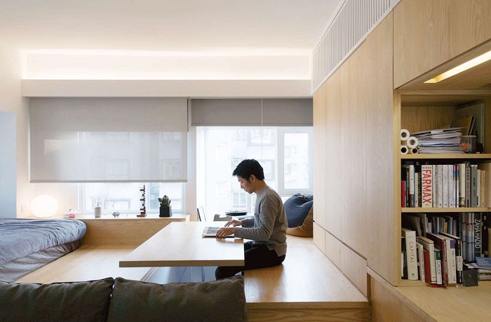 Màn cuốn lưới giúp không gian nhỏ đón ánh sáng và rộng rãi hơn