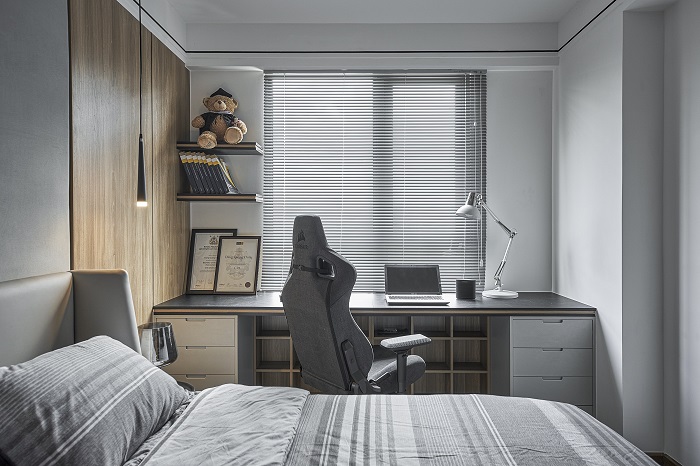 Không gian căn hộ với màn nhôm là điểm nhấn